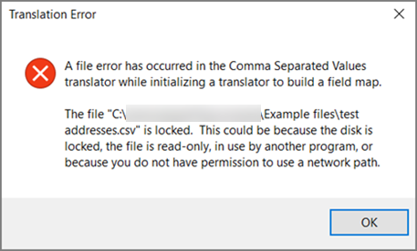 This is the error message youll get if your .csv file has poorly formatted data.