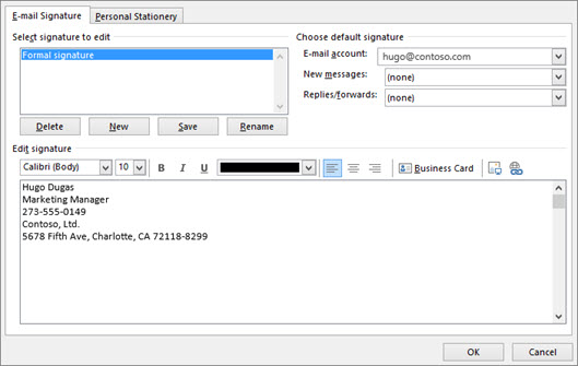 Type a new signature to use in your email