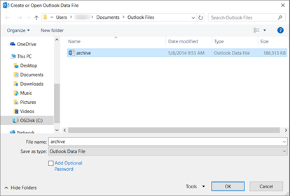 Choose the file named archive.