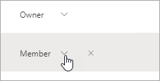 A screenshot of the arrow next to Member