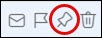 The screenshot shows the callout of the pin email option when hovering over a message in Outlook.com.