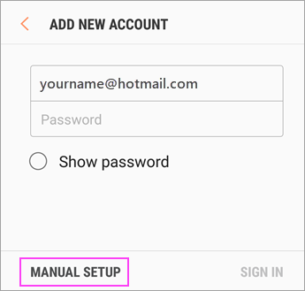 Choose Manual Setup