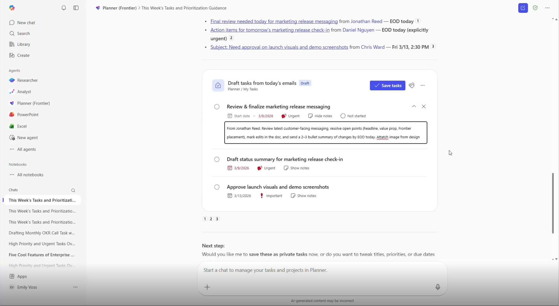 Screenshot that shows how to create Tasks and Plans.