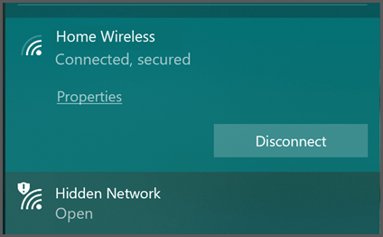 A screenshot of the Windows wireless settings user interface.