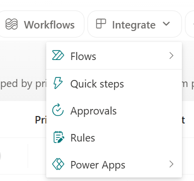 Screenshot of editing a rule for a list by selecting Integrate and then Rules
