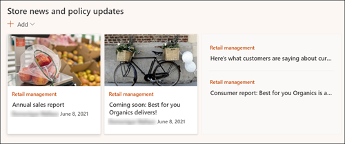 Screenshot of News webpart