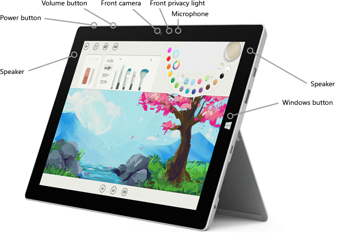 Features on the front of Surface 3