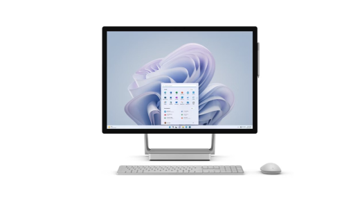 Surface Studio 2 + front view with keyboard and mouse