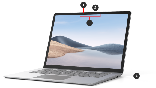 Surface Laptop 4 with the lid open.