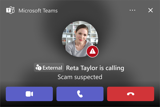 Screenshot of a Scam suspected call in Microsoft Teams.