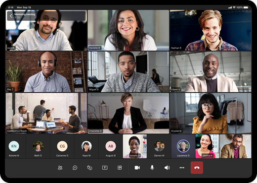 Nine different video streams on a tablet screen