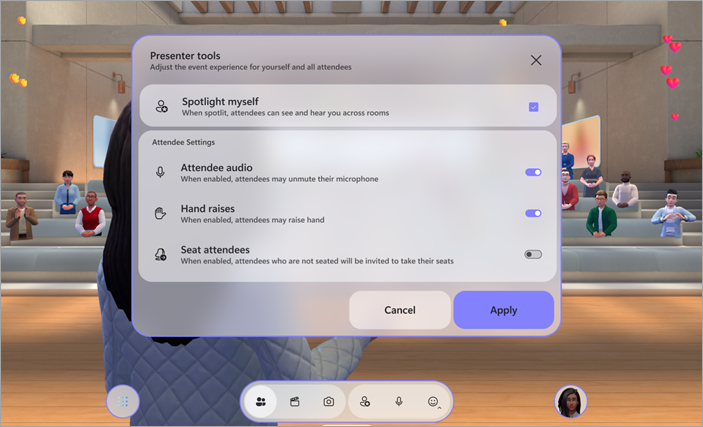 Screenshot showing the Start event prompt in an immersive event.