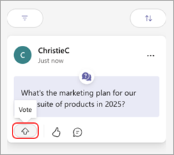 A Teams message with a Vote button and up arrow.