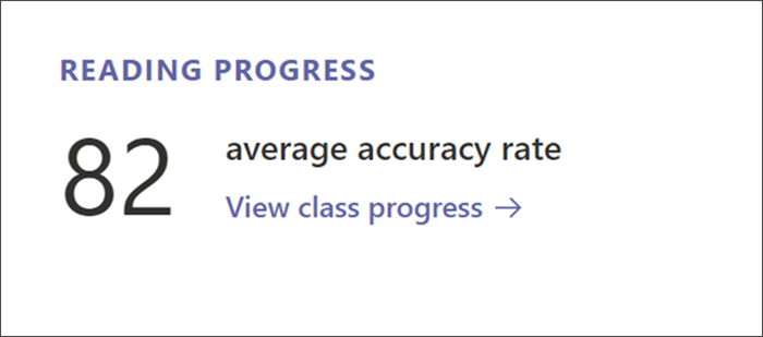 Entry point for viewing detailed Reading Progress data in Insights. The average accuracy rate is listed with a link to dive in deeper.