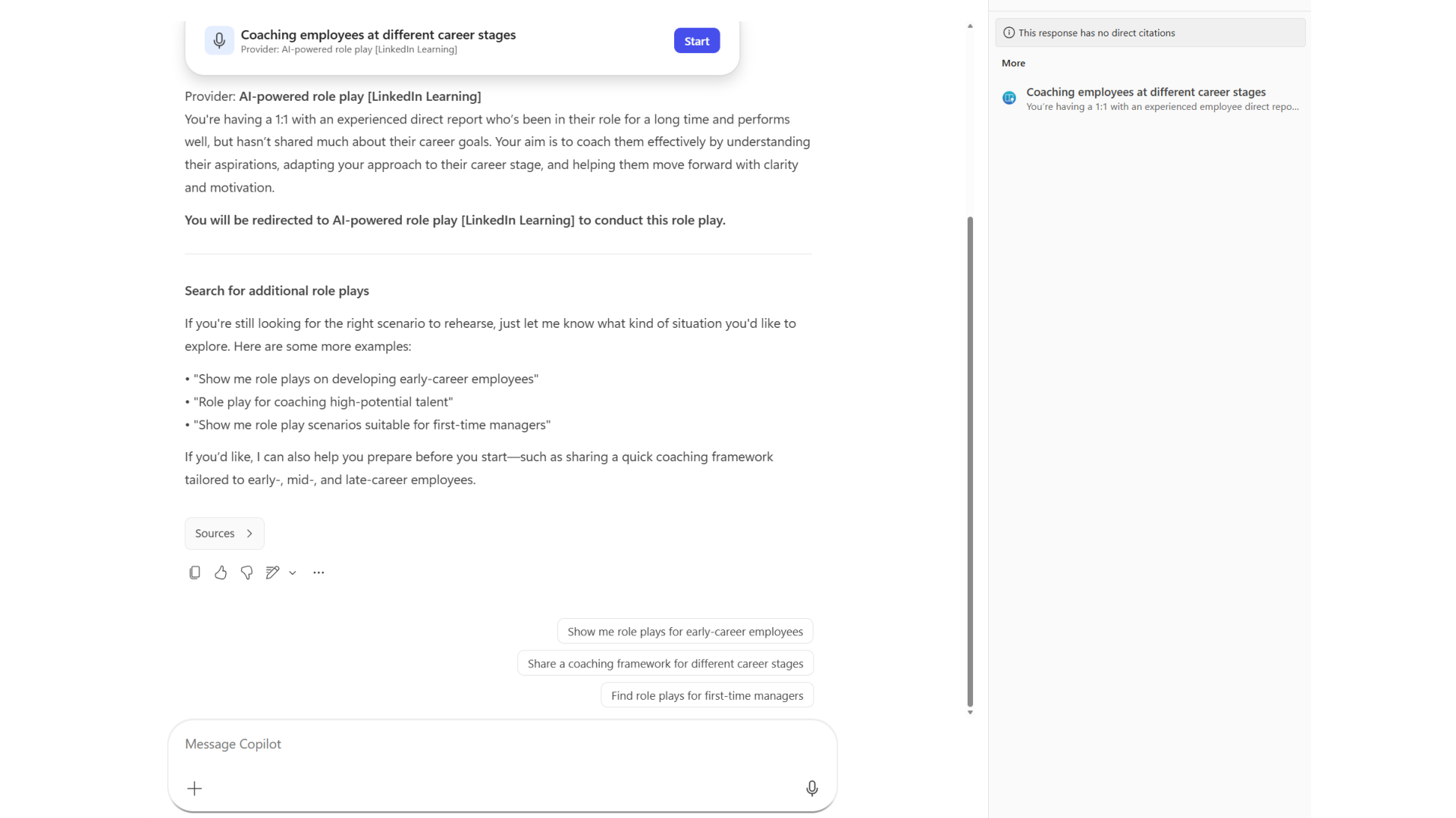 Figure 14. Follow-up prompts for additional role plays