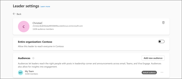 Screenshot of leader settings